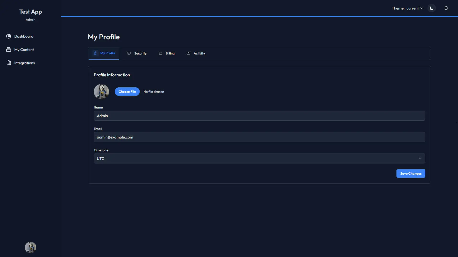 User Profile Screenshot
