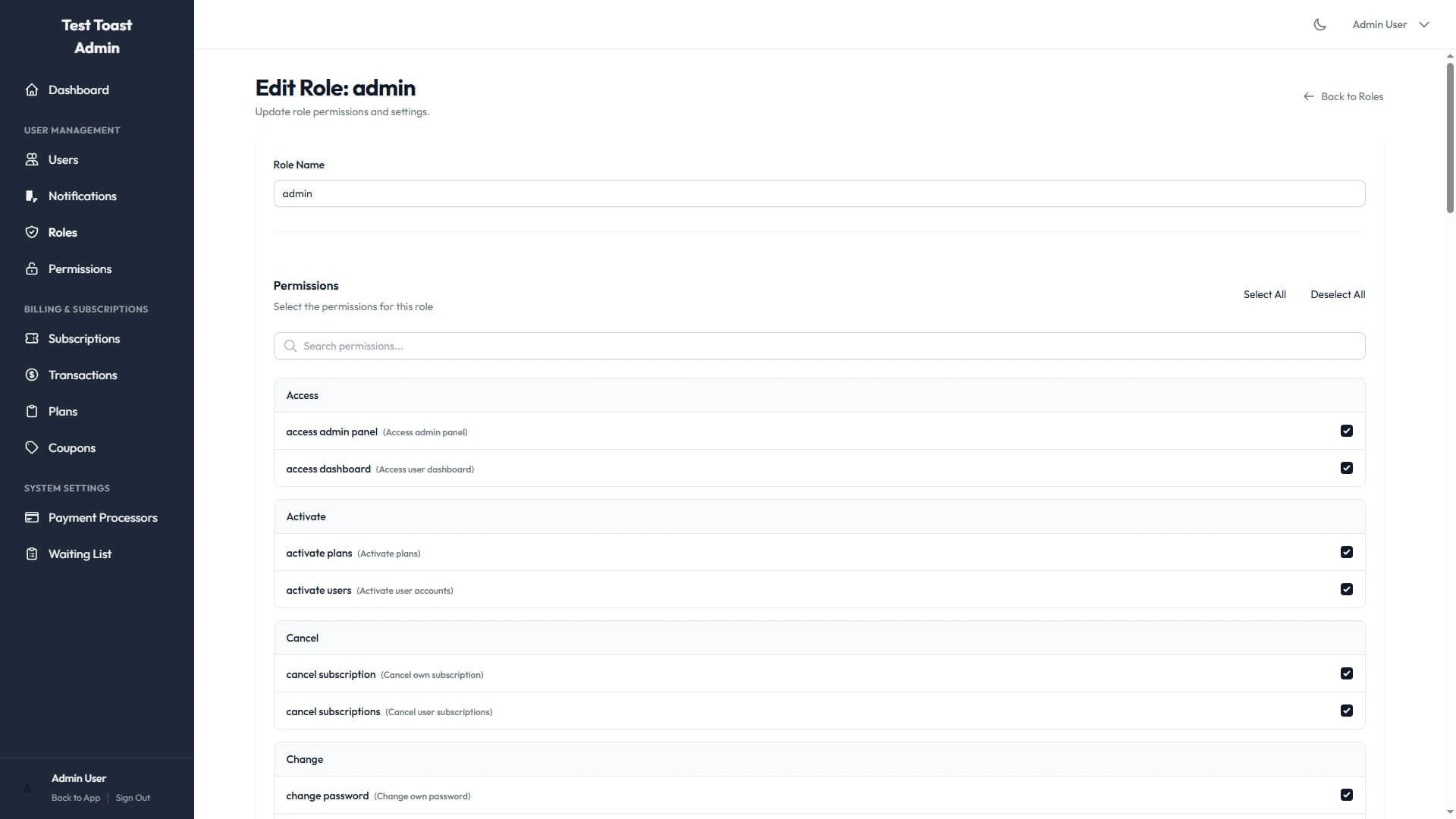 Role Management Screenshot