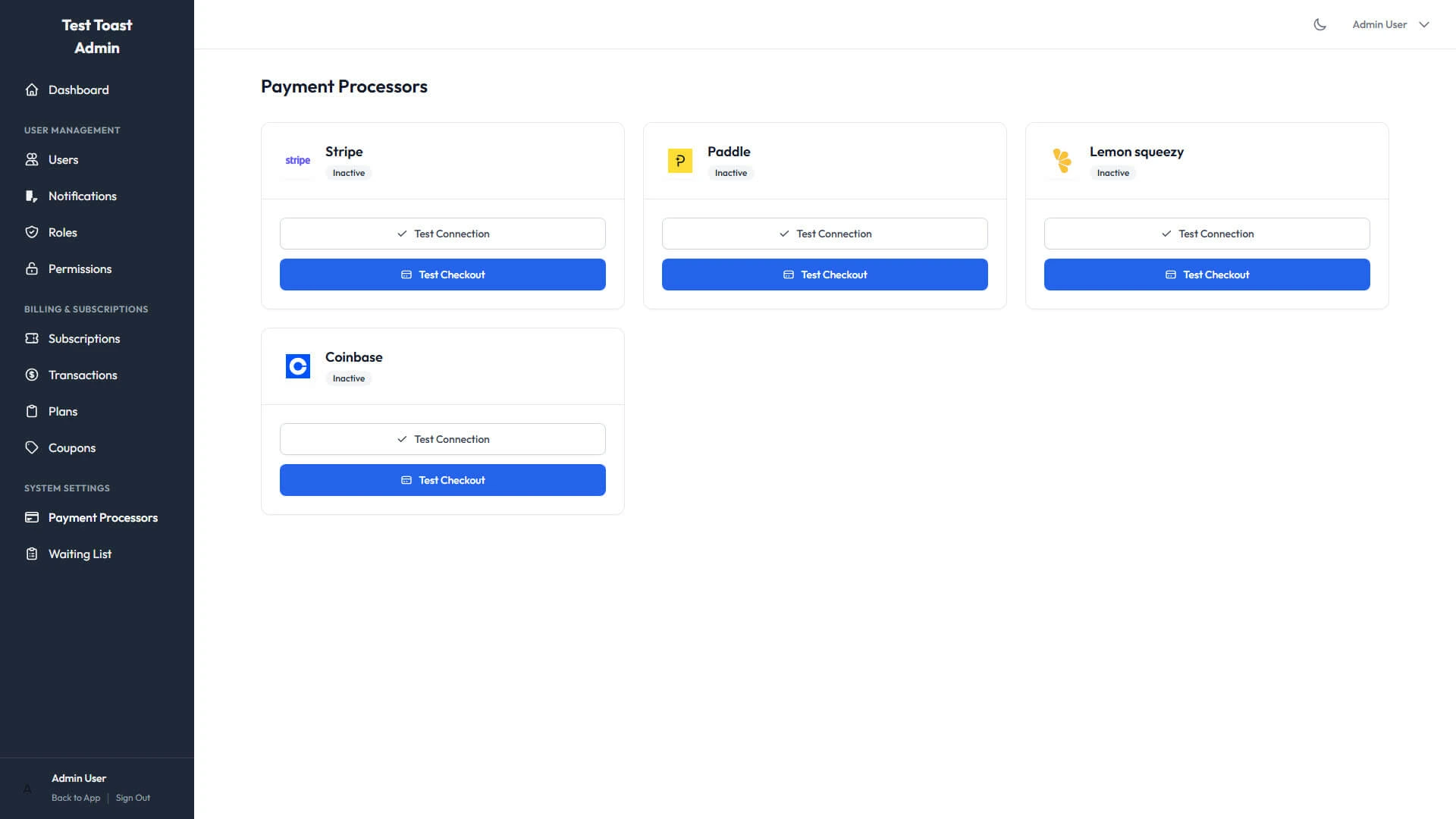 Payment Processors Screenshot